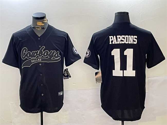 Men%27s Dallas Cowboys #11 Micah Parsons Black With Patch Cool Base Stitched Baseball Jersey1->dallas cowboys->NFL Jersey